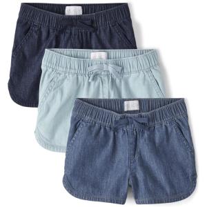 imageThe Childrens Place Denim Pull on ShortsLight Wash 3pack