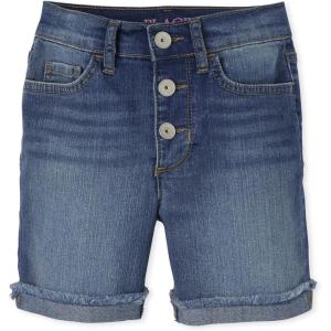imageThe Childrens Place Girls Denim Midi ShortsFray Cuff Josephine Wash
