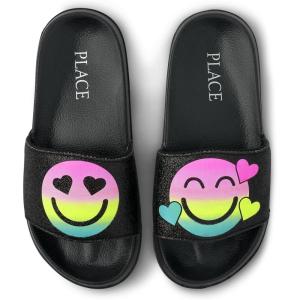 imageThe Childrens Place Girls Everday Slip on Slide SandalsHappy Face