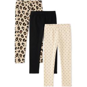 imageThe Childrens Place Girls Leggings MultipacksLeopardBlackWhite Dot 3pack