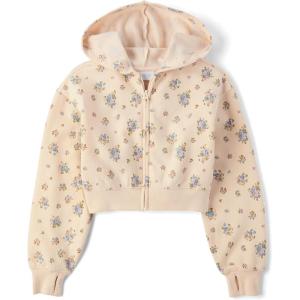 imageThe Childrens Place Girls Long Sleeve Active Hooded Fleece Full Zip UpFrappe Floral