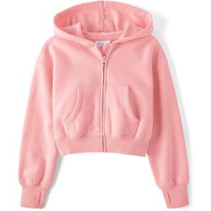imageThe Childrens Place Girls Long Sleeve Active Hooded Fleece Full Zip UpFuzzy Pink