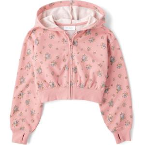 imageThe Childrens Place Girls Long Sleeve Active Hooded Fleece Full Zip UpPink Kiss