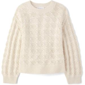 imageThe Childrens Place Girls Long Sleeve Crew Neck Pullover SweaterWhite Daisy