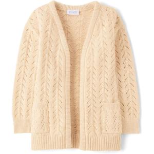 imageThe Childrens Place Girls Long Sleeve Open Front Knit CardiganFrappe
