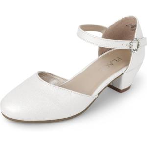 imageThe Childrens Place Girls Low Heel Dress PumpsWhite Shimmer