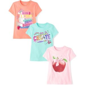 imageThe Childrens Place Girls School Days Short Sleeve Graphic TShirtsmultipacksBooksCreateApple