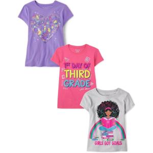 imageThe Childrens Place Girls School Days Short Sleeve Graphic TShirtsmultipacksHeart1st Day of Third GradeGirl Goals