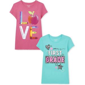 imageThe Childrens Place Girls School Days Short Sleeve Graphic TShirtsmultipacksLoveFirst Grade