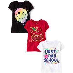 imageThe Childrens Place Girls School Days Short Sleeve Graphic TShirtsmultipacksPaint FaceLoveFirst Day of School