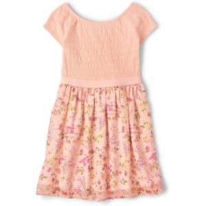 imageThe Childrens Place Girls Short Sleeve Dressy DressApricot Floral