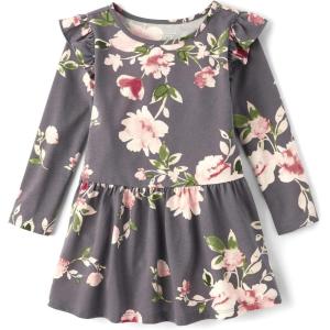 imageThe Childrens Place Girls Short Sleeve Dressy DressGray Floral