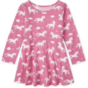 imageThe Childrens Place Girls Short Sleeve Dressy DressUnicorn Pink 2pack
