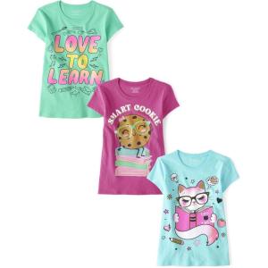 imageThe Childrens Place Girls Short Sleeve Graphic T ShirtSmart CookieLove LearnReading Cat