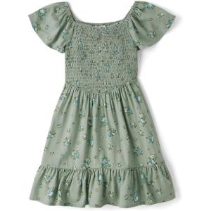 imageThe Childrens Place Girls Short Sleeve Smocked Summer DressesOlive Floral