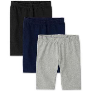 imageThe Childrens Place Girls Solid Bike ShortsBlackTidalGrey 3pack