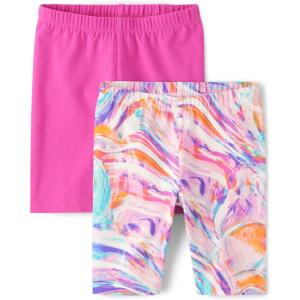 imageThe Childrens Place Girls Solid Bike ShortsPink Summer 2pack
