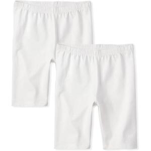 imageThe Childrens Place Girls Solid Bike ShortsWhite 2pack