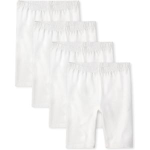 imageThe Childrens Place Girls Solid Bike ShortsWhite 4 Pack