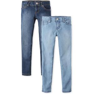 imageThe Childrens Place Girls Super Skinny JeansDarkLight Blue 2pack