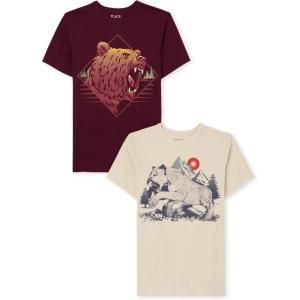imageThe Childrens Place boys Short Sleeve Graphic Tshirt 2pack T Shirt BearPanther XXLarge US