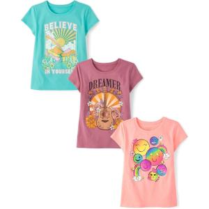 imageThe Childrens PlaceGirlsAssorted Everyday Short Sleeve Graphic TShirtsMultipacksHappyGuitarSun Months 3PackXSmall