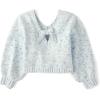 imageThe Childrens Place Girls Long Sleeve VNeck Pullover SweaterBlue Multi Bow Cable