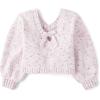 imageThe Childrens Place Girls Long Sleeve VNeck Pullover SweaterPurple Multi Bow Cable