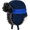 imageThe Childrens Place Baby Winter Trapper Kids Hat with Earflaps Chin Strap and Faux TrimBlackBlue