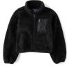 imageThe Childrens Place Girls Long Sleeve Sherpa Fleece Full Zip JacketBlack