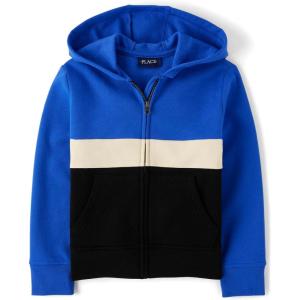 imageThe Childrens Place Active Long Sleeve Hooded Full Zip Front SweatshirtCool Cobalt Colorblock