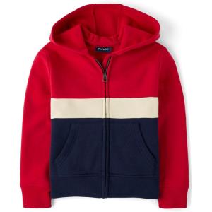 imageThe Childrens Place Active Long Sleeve Hooded Full Zip Front SweatshirtRuby Colorblock