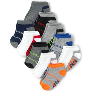 imageThe Childrens Place Boys And Toddler Ankle Socks Variety PackGray Stripe 10pack