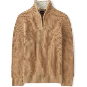 imageThe Childrens Place Boys Long Sleeve Quarter Zip Pullover SweaterCork