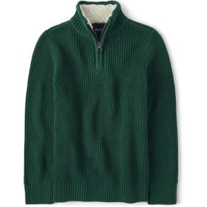 imageThe Childrens Place Boys Long Sleeve Quarter Zip Pullover SweaterGreen