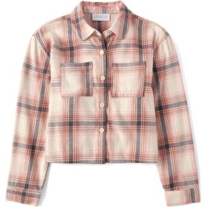 imageThe Childrens Place Girls Long Sleeve Plaid Button Up ShirtPink Kiss