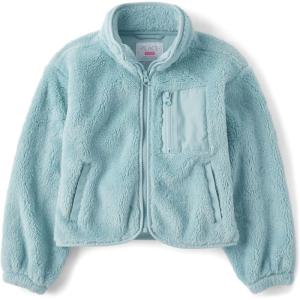 imageThe Childrens Place Girls Long Sleeve Sherpa Fleece Full Zip JacketDusky Blue