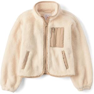 imageThe Childrens Place Girls Long Sleeve Sherpa Fleece Full Zip JacketFrappe