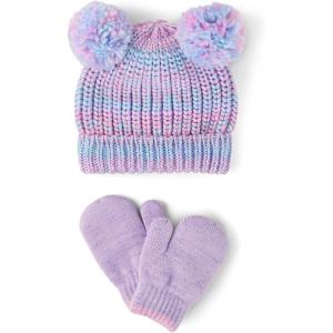 imageThe Childrens Place Unisex Baby And Toddler Winter Hat and Mittens Cold Weather SetDream Lilac Pom Set