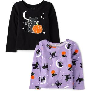 imageThe Childrens Place babygirls And Toddler Girl Long Sleeve Shirts 3packHalloween Print 2pack