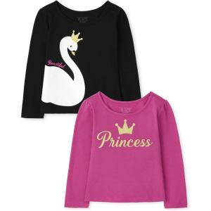 imageThe Childrens Place babygirls And Toddler Girl Long Sleeve Shirts 3packPrincessSwan 2pack