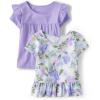 imageThe Childrens Place Baby Girls and Toddler Short Sleeve Flutter ShirtButterfly Garden 2pack
