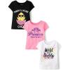 imageThe Childrens Place Baby Girls and Toddler UnicornsButterfliesTrends Short Sleeve Graphic TShirts3 PackWildDad ChickPrincess