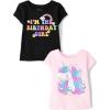 imageThe Childrens PlaceBaby Girlsand Toddler Assorted Everyday Short Sleeve Graphic TShirtsMultipacksBirthday GirlUnicorn 2Pack5 Years