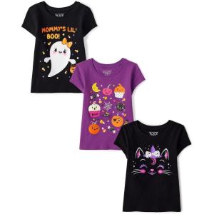 imageThe Childrens Place Baby Girls and Toddler All HolidaysBirthdays Short Sleeve Graphic TShirts3 PackMommys BooSpooky DoodleCat