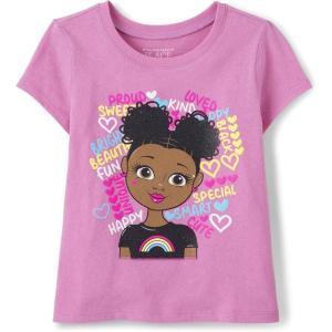 imageThe Childrens Place Baby Girls and Toddler Assorted Everyday Short Sleeve Graphic TShirtsmultipacksPink Girl TalkDreams White 2pack