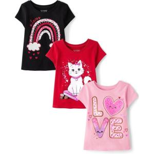 imageThe Childrens Place Baby Girls and Toddler UnicornsButterfliesTrends Short Sleeve Graphic TShirts3 PackCatRainbowLove