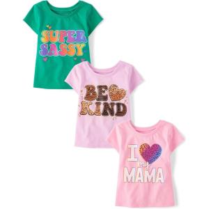 imageThe Childrens Place Baby Girls and Toddler UnicornsButterfliesTrends Short Sleeve Graphic TShirts3 PackHeart MamaBe KindSuper Sassy