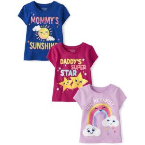 imageThe Childrens Place Baby Girls and Toddler UnicornsButterfliesTrends Short Sleeve Graphic TShirts3 PackLove FamilyMommy SunshineDaddys Star