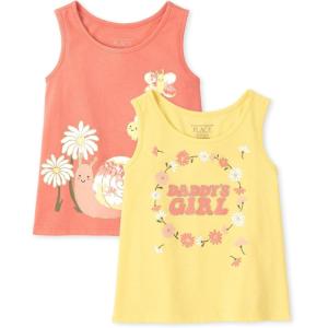 imageThe Childrens Place Baby Toddler Girls Everyday Tank TopsYellowPeach 2pack